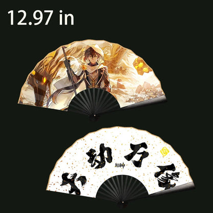 Genshin game anime character folding fan High Quality Printed  cloth Hand Fan home outdoor decoration fan 10.41 in -12.97 in
