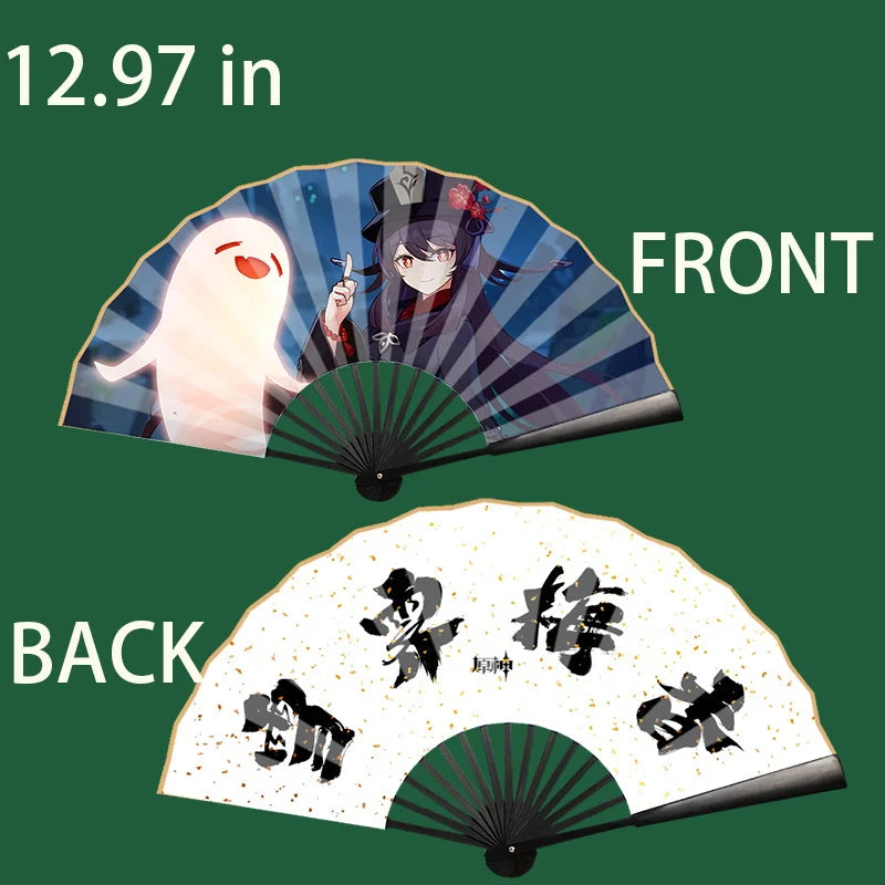 Genshin game anime character folding fan High Quality Printed  cloth Hand Fan home outdoor decoration fan 10.41 in -12.97 in