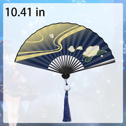 Genshin game anime character folding fan High Quality Printed  cloth Hand Fan home outdoor decoration fan 10.41 in -12.97 in
