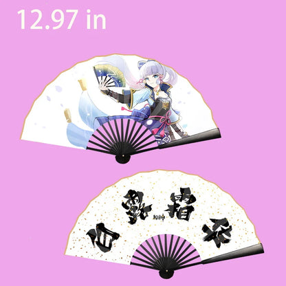 Genshin game anime character folding fan High Quality Printed  cloth Hand Fan home outdoor decoration fan 10.41 in -12.97 in