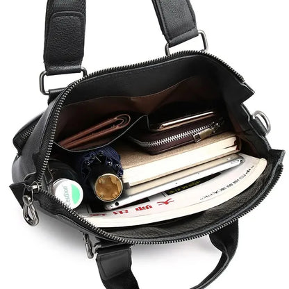 Genuine Briefcase for Men Vertical Real Cowhide Leather Handbag Tote Men's Shoulder Totes Male A4 Messenger Bag