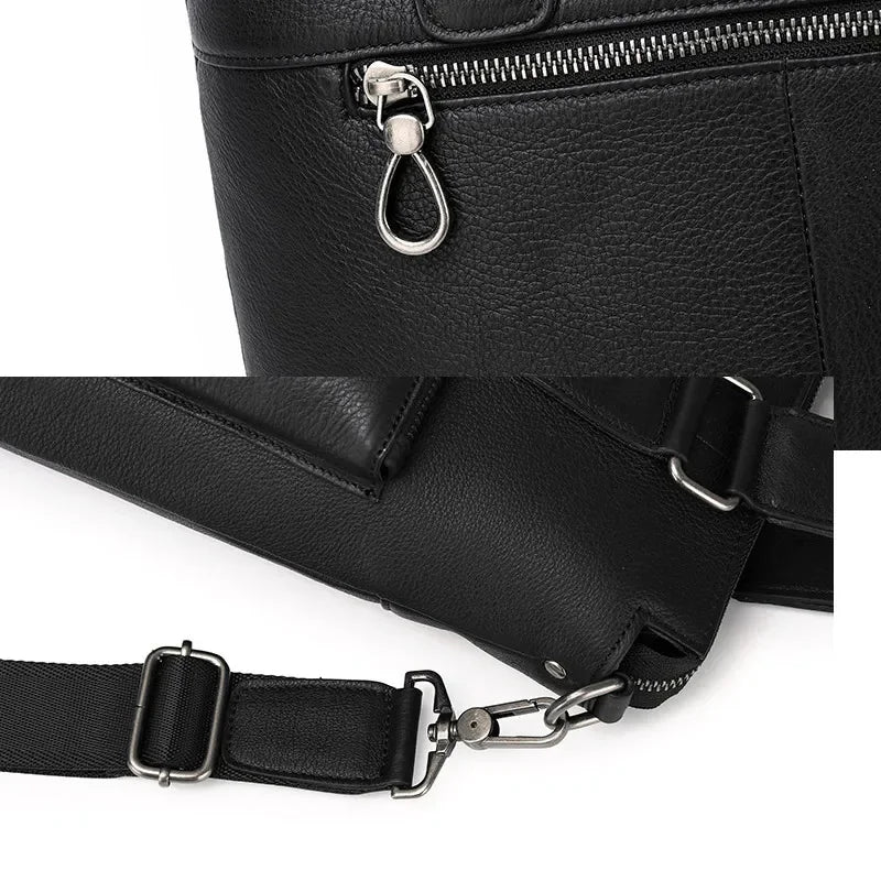 Genuine Briefcase for Men Vertical Real Cowhide Leather Handbag Tote Men's Shoulder Totes Male A4 Messenger Bag
