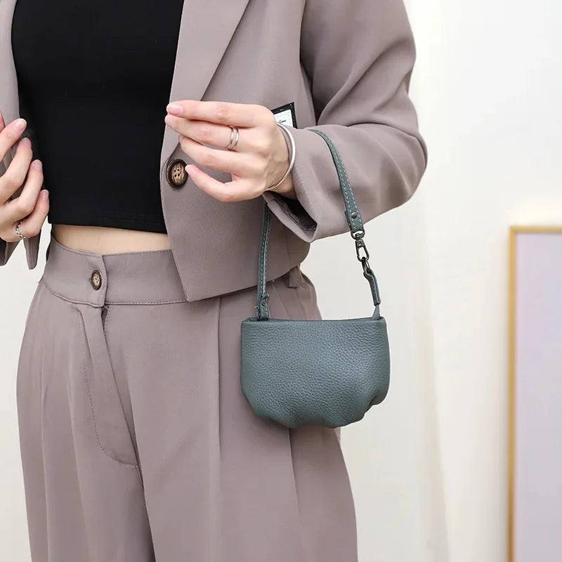 Genuine Coin Real Leather Card Holder Clutch Short Wallets Slots for Women Mini Purse Pocketbook Money Bags