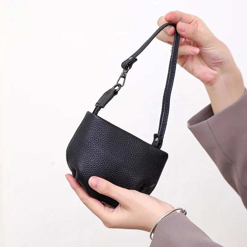 Genuine Coin Real Leather Card Holder Clutch Short Wallets Slots for Women Mini Purse Pocketbook Money Bags