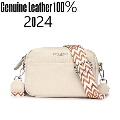 Genuine Cowhide Ladies Shoulder Bag Famous Brand Designer Lady Messenger Square Bags Casual Fashion Girl Handbags Wallets Sac