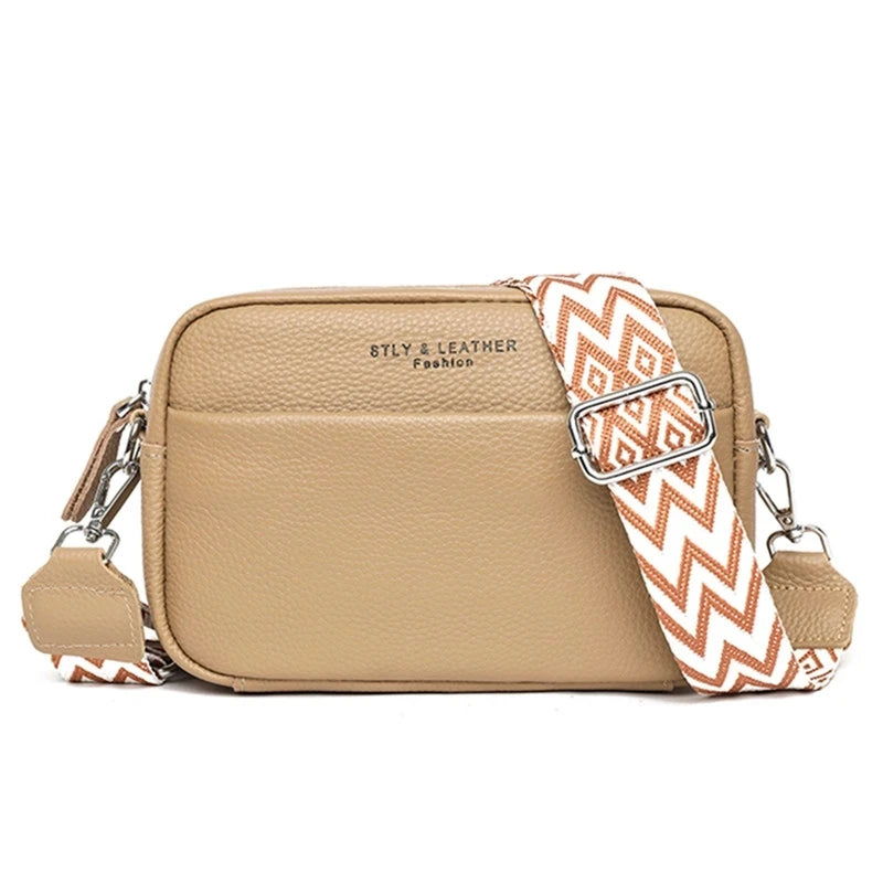 Genuine Cowhide Ladies Shoulder Bag Famous Brand Designer Lady Messenger Square Bags Casual Fashion Girl Handbags Wallets Sac