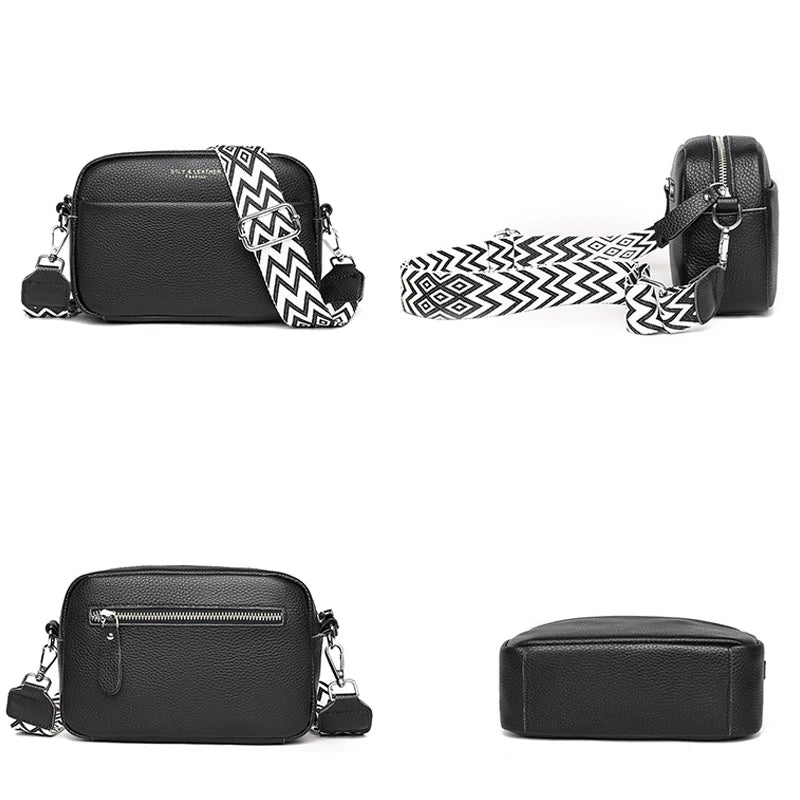 Genuine Cowhide Ladies Shoulder Bag Famous Brand Designer Lady Messenger Square Bags Casual Fashion Girl Handbags Wallets Sac