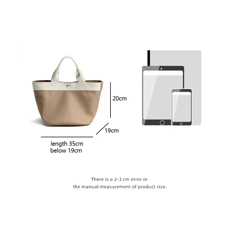 Genuine First Layer Cowhide Women's Handbag Large Capacity Tote Bag Fashionable and Simple Designer Bags Luxury