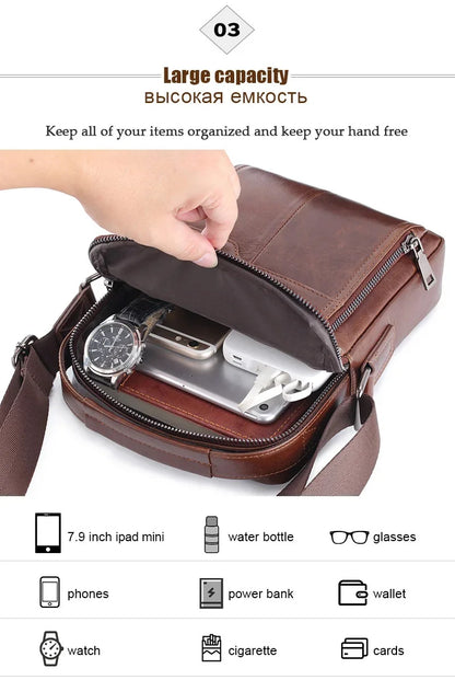 Genuine Handbags Men Designer Shoulder Husband Black Crossbody Messenger Bags Leather Man for ipad