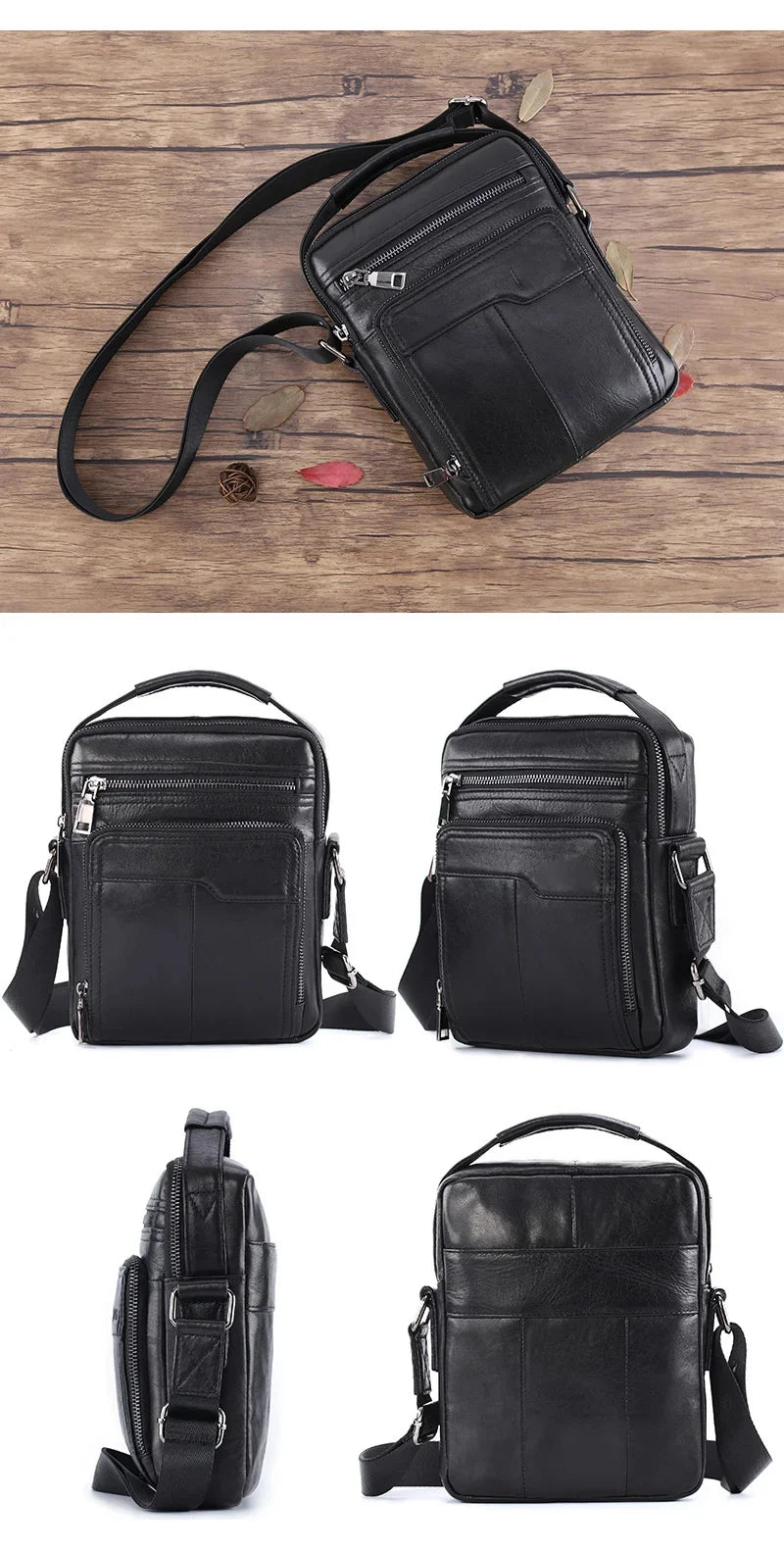 Genuine Handbags Men Designer Shoulder Husband Black Crossbody Messenger Bags Leather Man for ipad