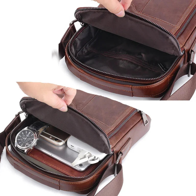 Genuine Handbags Men Designer Shoulder Husband Black Crossbody Messenger Bags Leather Man for ipad