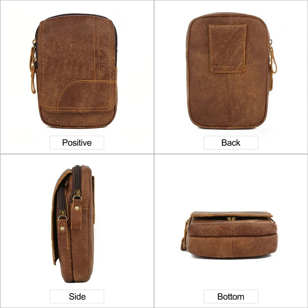 Genuine Leathe Male Phone s Fanny Pack Waist for Men Cowhide Fashion Man Bum Belt Pouch Bag