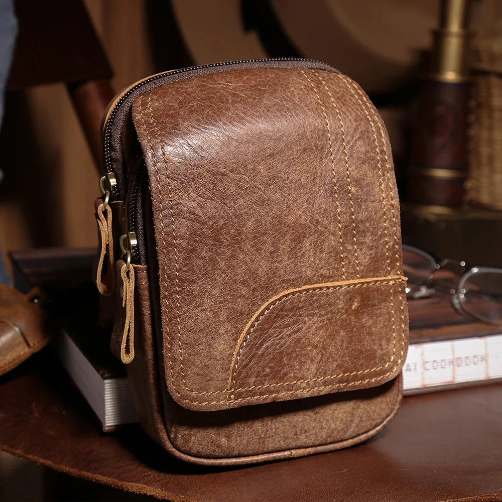 Genuine Leathe Male Phone s Fanny Pack Waist for Men Cowhide Fashion Man Bum Belt Pouch Bag