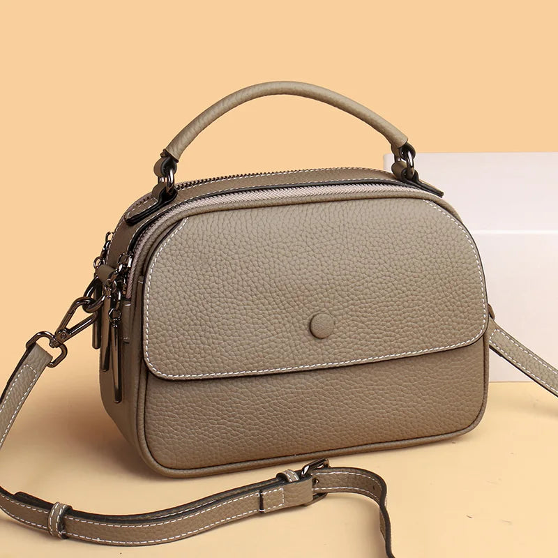 Genuine Leather 3 Layer Large Capacity Tote Bag High Quality Cow Leather Shoulder Crossbody Bags for Women 2022 Female Handbags
