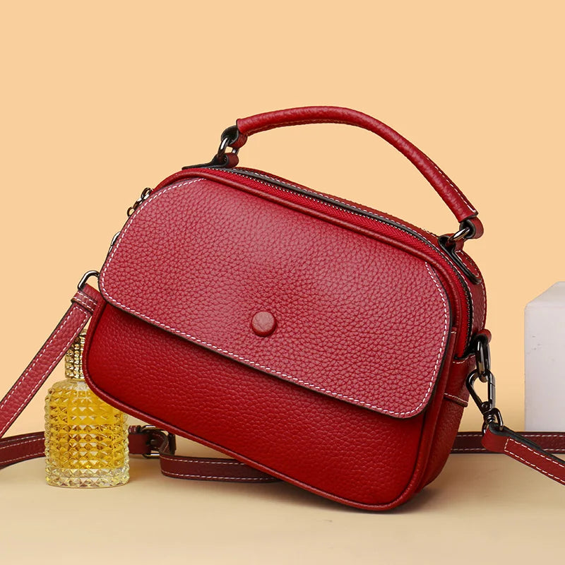 Genuine Leather 3 Layer Large Capacity Tote Bag High Quality Cow Leather Shoulder Crossbody Bags for Women 2022 Female Handbags