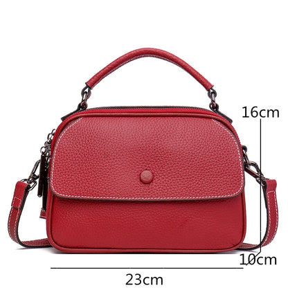 Genuine Leather 3 Layer Large Capacity Tote Bag High Quality Cow Leather Shoulder Crossbody Bags for Women 2022 Female Handbags