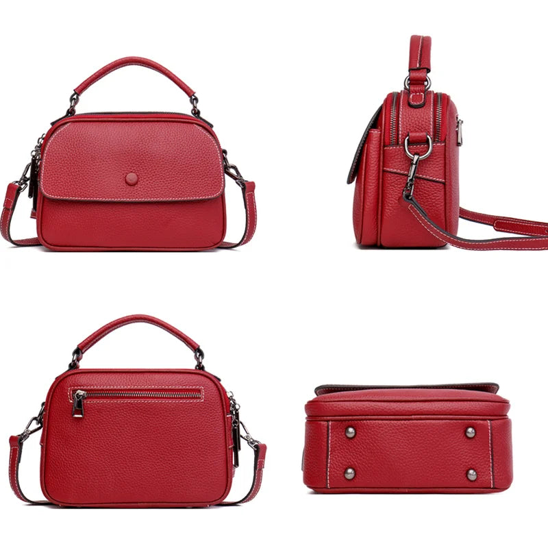 Genuine Leather 3 Layer Large Capacity Tote Bag High Quality Cow Leather Shoulder Crossbody Bags for Women 2022 Female Handbags
