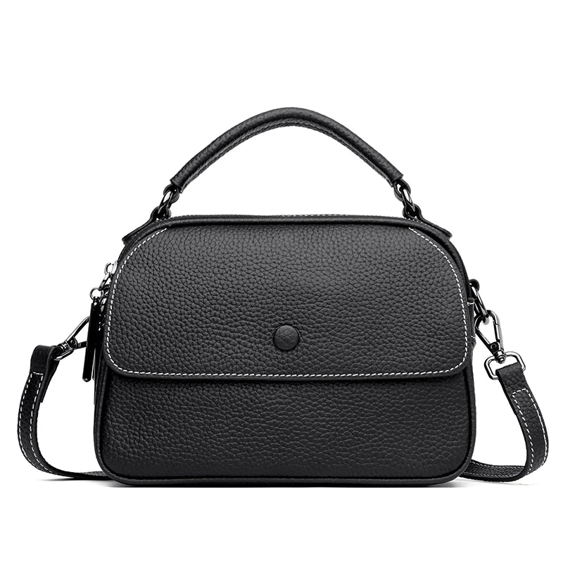 Genuine Leather 3 Layer Large Capacity Tote Bag High Quality Cow Leather Shoulder Crossbody Bags for Women 2022 Female Handbags