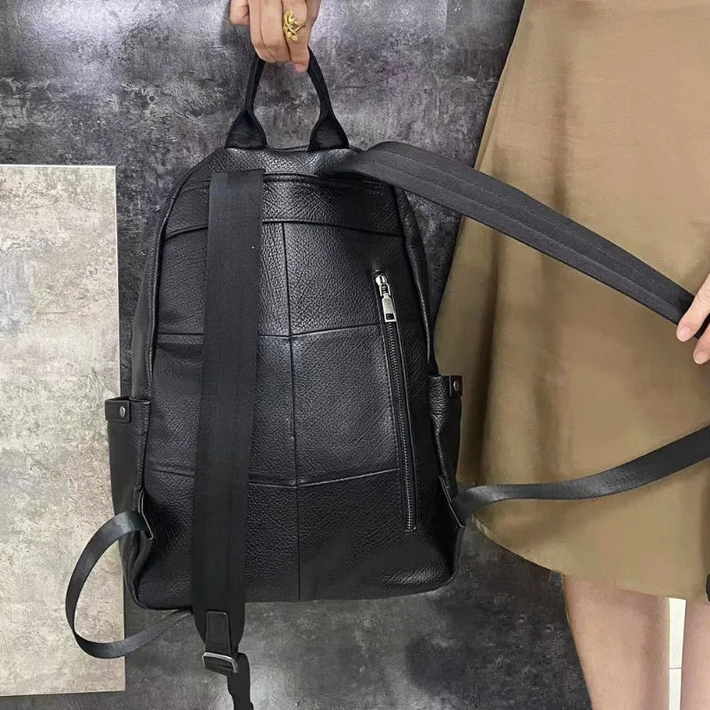 Genuine Leather Backpack For Men Large Capacity Business Computer Bag Black Cowhide Sports Travel Backpacks Practical Mochila