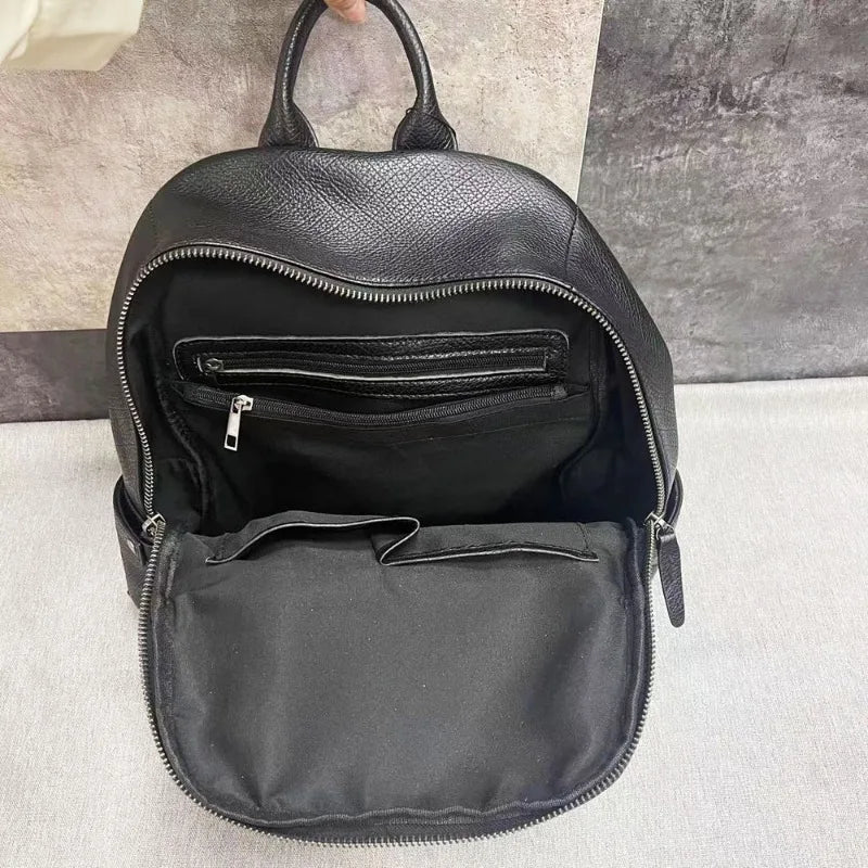 Genuine Leather Backpack For Men Large Capacity Business Computer Bag Black Cowhide Sports Travel Backpacks Practical Mochila