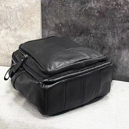 Genuine Leather Backpack For Women Black Cowhide Back Pack Shoulder Bags Large Capacity Casual Commuter Travel Mochilas Bolsas
