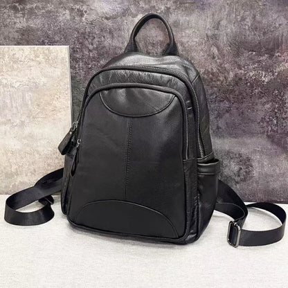 Genuine Leather Backpack For Women Black Cowhide Back Pack Shoulder Bags Large Capacity Casual Commuter Travel Mochilas Bolsas