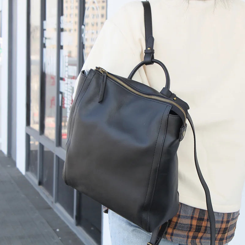 Genuine Leather Backpack For Women Casual Travel Large Capacity Back Packs High Quality Fashion Mochilas Laptop Trip Bag Bolsas