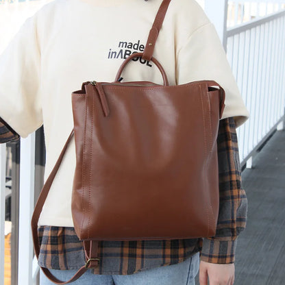 Genuine Leather Backpack For Women Casual Travel Large Capacity Back Packs High Quality Fashion Mochilas Laptop Trip Bag Bolsas