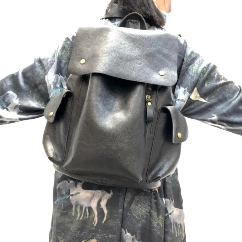 Genuine Leather Backpack Women Casual Natural Cow Skin Travel Back Packs Fashion Large Capacity Mochilas Laptop Trip Bag