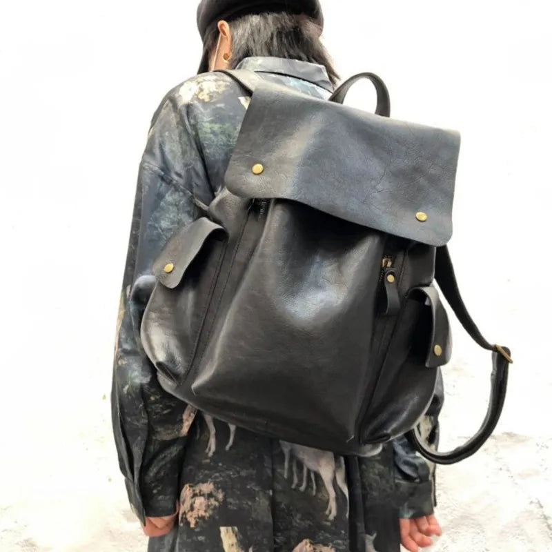 Genuine Leather Backpack Women Casual Natural Cow Skin Travel Back Packs Fashion Large Capacity Mochilas Laptop Trip Bag