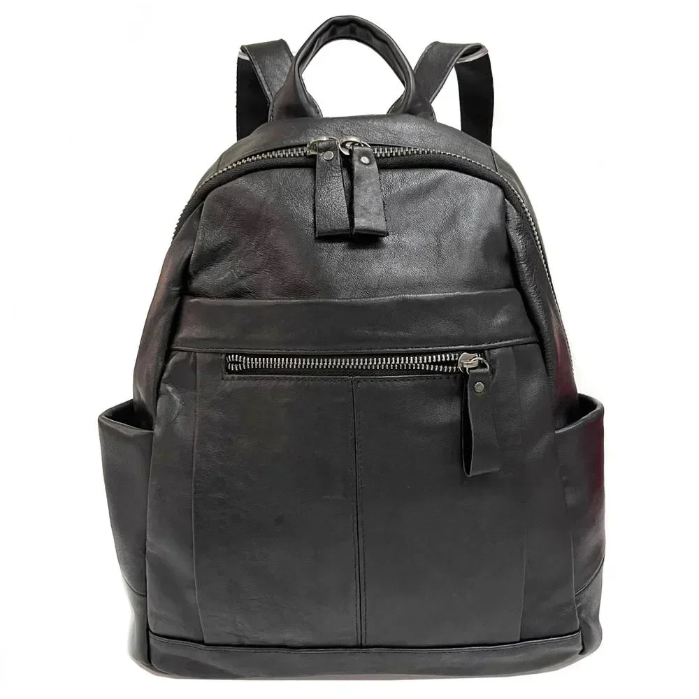 Genuine Leather Backpacks Women Luxury Soft Real Cow Leather Backpack for Travel Black Fashion Designer Back Pack Bag Female
