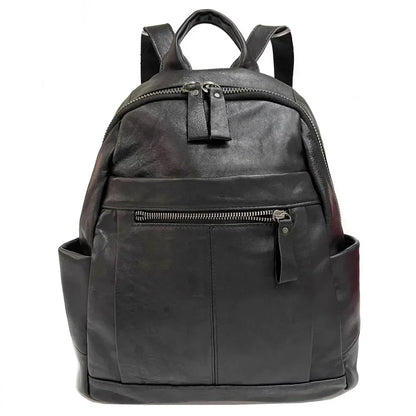 Genuine Leather Backpacks Women Luxury Soft Real Cow Leather Backpack for Travel Black Fashion Designer Back Pack Bag Female