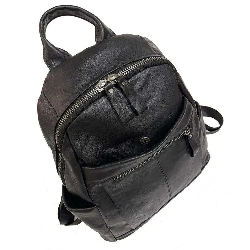 Genuine Leather Backpacks Women Luxury Soft Real Cow Leather Backpack for Travel Black Fashion Designer Back Pack Bag Female