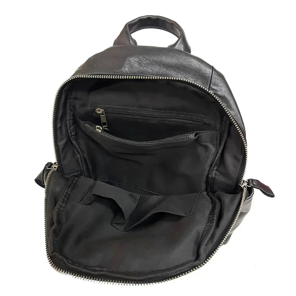Genuine Leather Backpacks Women Luxury Soft Real Cow Leather Backpack for Travel Black Fashion Designer Back Pack Bag Female