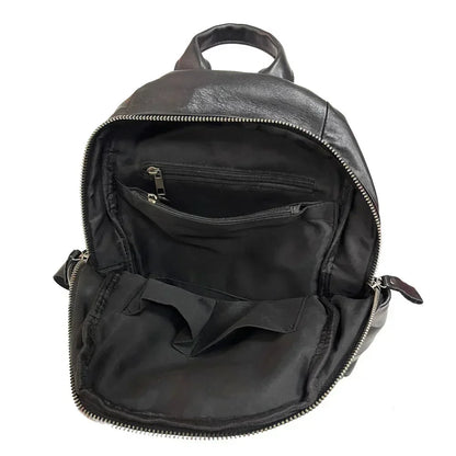Genuine Leather Backpacks Women Luxury Soft Real Cow Leather Backpack for Travel Black Fashion Designer Back Pack Bag Female
