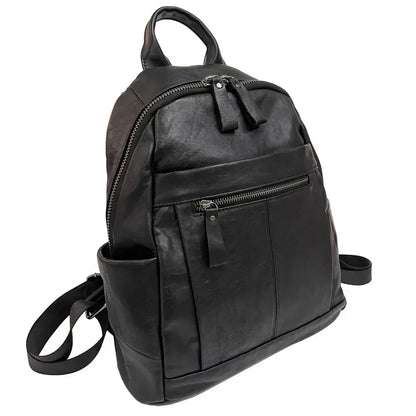 Genuine Leather Backpacks Women Luxury Soft Real Cow Leather Backpack for Travel Black Fashion Designer Back Pack Bag Female