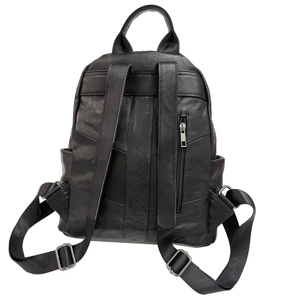 Genuine Leather Backpacks Women Luxury Soft Real Cow Leather Backpack for Travel Black Fashion Designer Back Pack Bag Female