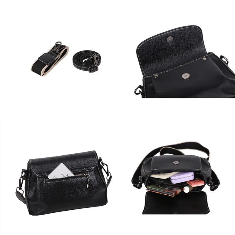 Genuine Leather Bag For Women 2023 High Quality Cowhide Ladies Shoulder Crossbody Bag Vintage Female Handbag Black Lady Tote Sac