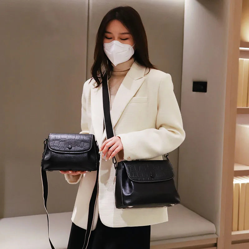 Genuine Leather Bag For Women 2023 High Quality Cowhide Ladies Shoulder Crossbody Bag Vintage Female Handbag Black Lady Tote Sac