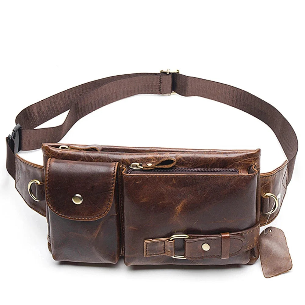Genuine Leather Bag Men Casual Messenger Fashion Men's Chest Pack Business Bag's For Male Crossbody Bags