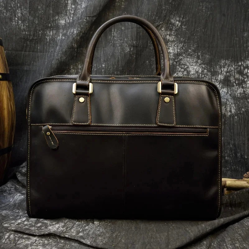 Genuine Leather Briefcases For Men Business Handbag Tote 15"6 Laptop Computer Vintage Male Shoulder Messenger Bag
