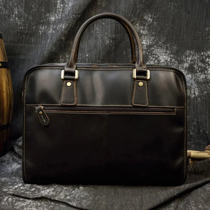 Genuine Leather Briefcases For Men Business Handbag Tote 15"6 Laptop Computer Vintage Male Shoulder Messenger Bag