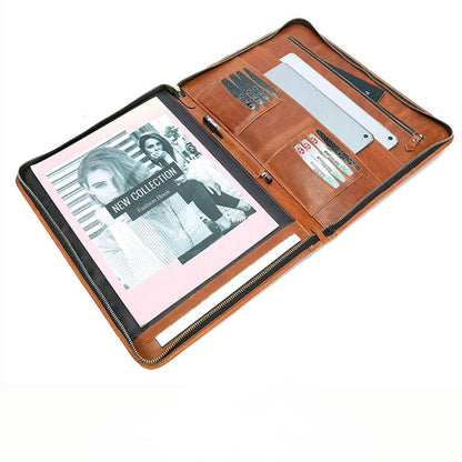 Genuine Leather Business Large Capacity Handbag Envelope File Cowhide Zipper Men's Bag