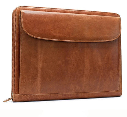 Genuine Leather Business Large Capacity Handbag Envelope File Cowhide Zipper Men's Bag