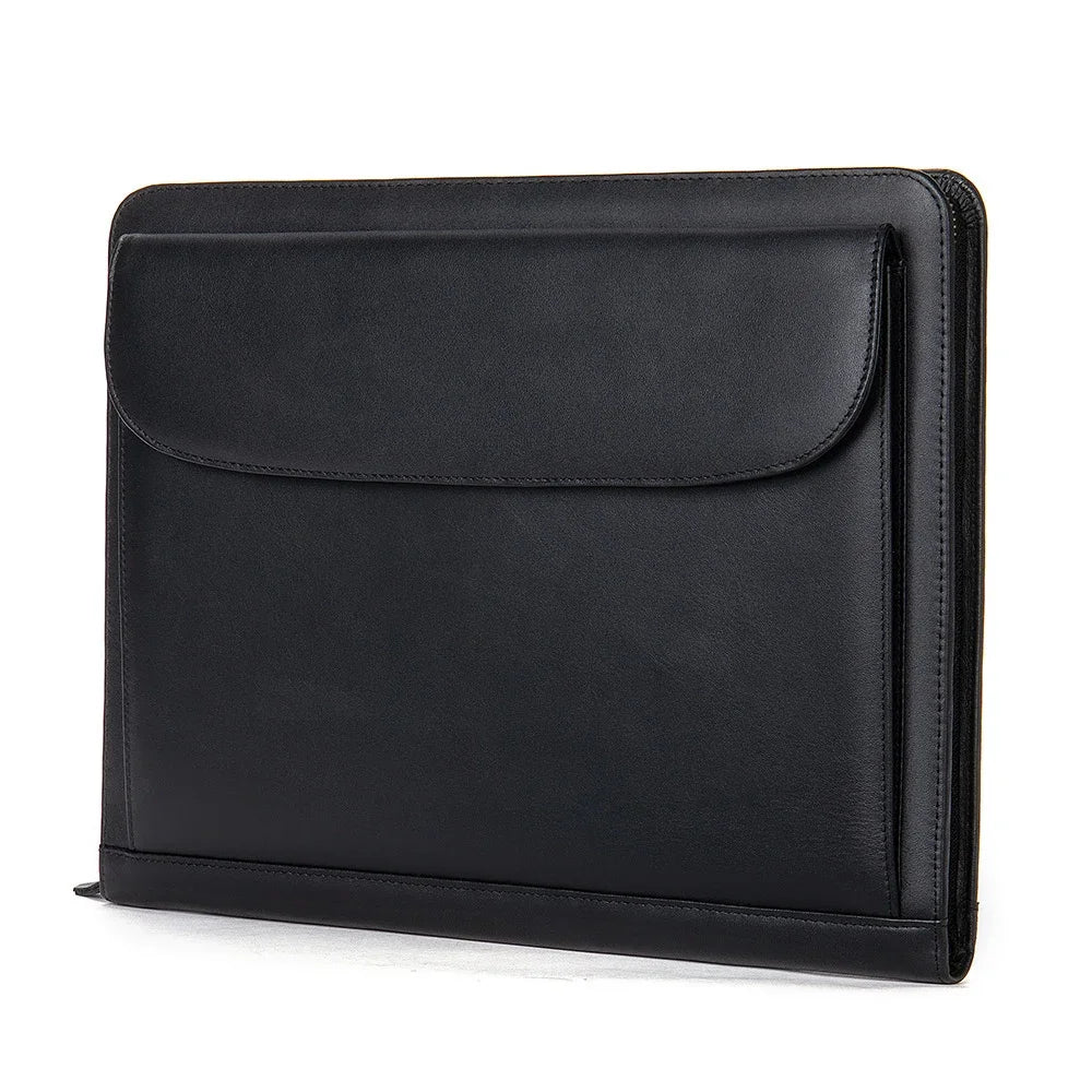Genuine Leather Business Large Capacity Handbag Envelope File Cowhide Zipper Men's Bag