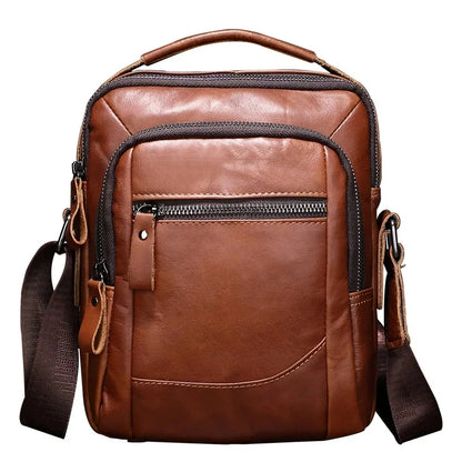 Genuine Leather Business Men's Crossbody Fashion Cowhide Male Shoulder Vintage Messenger Small Hand Tote Bag