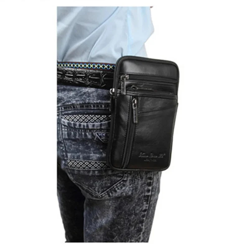 Genuine Leather Business Men's Crossbody s Multi-Function Phone Belt Mini Male Shoulder Bag Fashion Strap Handbag