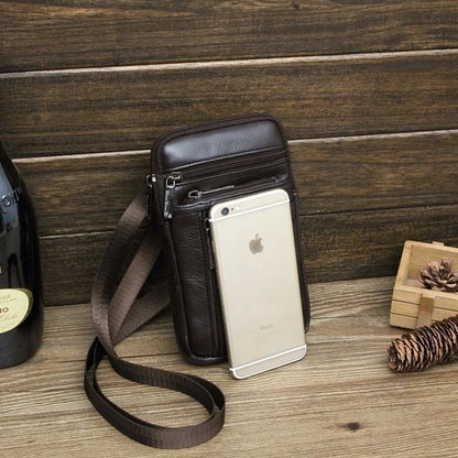 Genuine Leather Business Men's Crossbody s Multi-Function Phone Belt Mini Male Shoulder Bag Fashion Strap Handbag