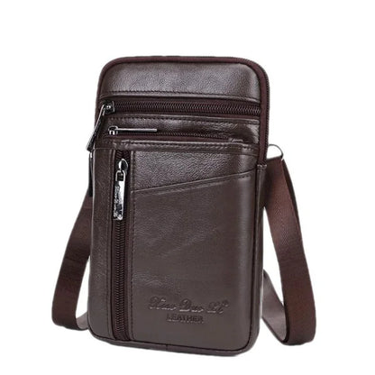 Genuine Leather Business Men's Crossbody s Multi-Function Phone Belt Mini Male Shoulder Bag Fashion Strap Handbag