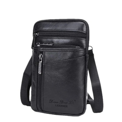 Genuine Leather Business Men's Crossbody s Multi-Function Phone Belt Mini Male Shoulder Bag Fashion Strap Handbag